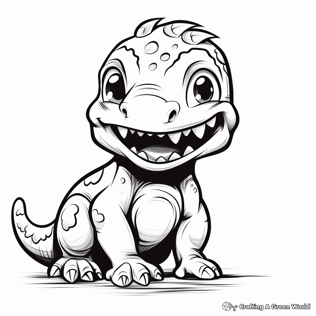 Cartoon Style Baby T-Rex Coloring Pages 2