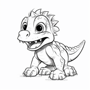 Cartoon Style Baby T-Rex Coloring Pages 3