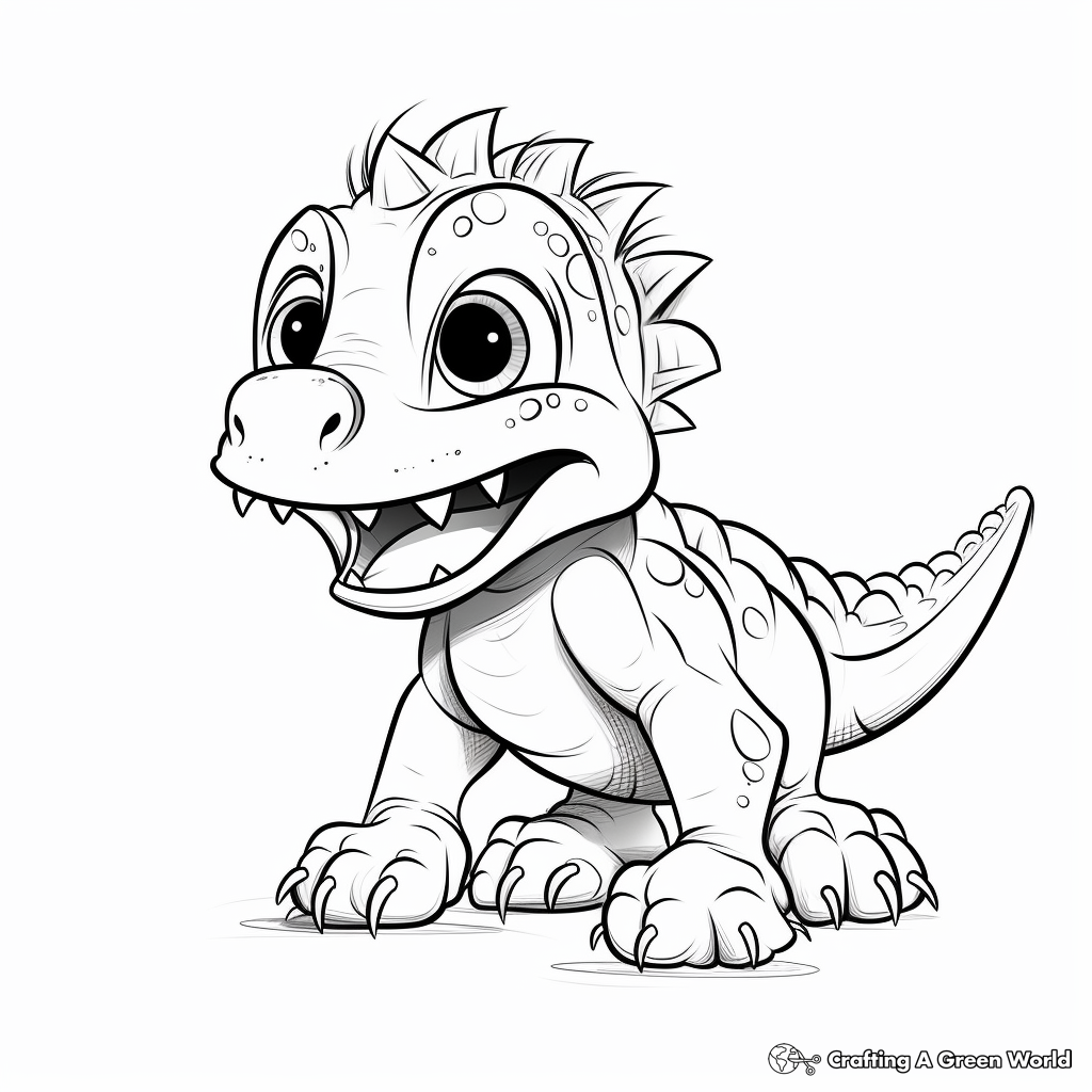 Cartoon Style Baby T-Rex Coloring Pages 3