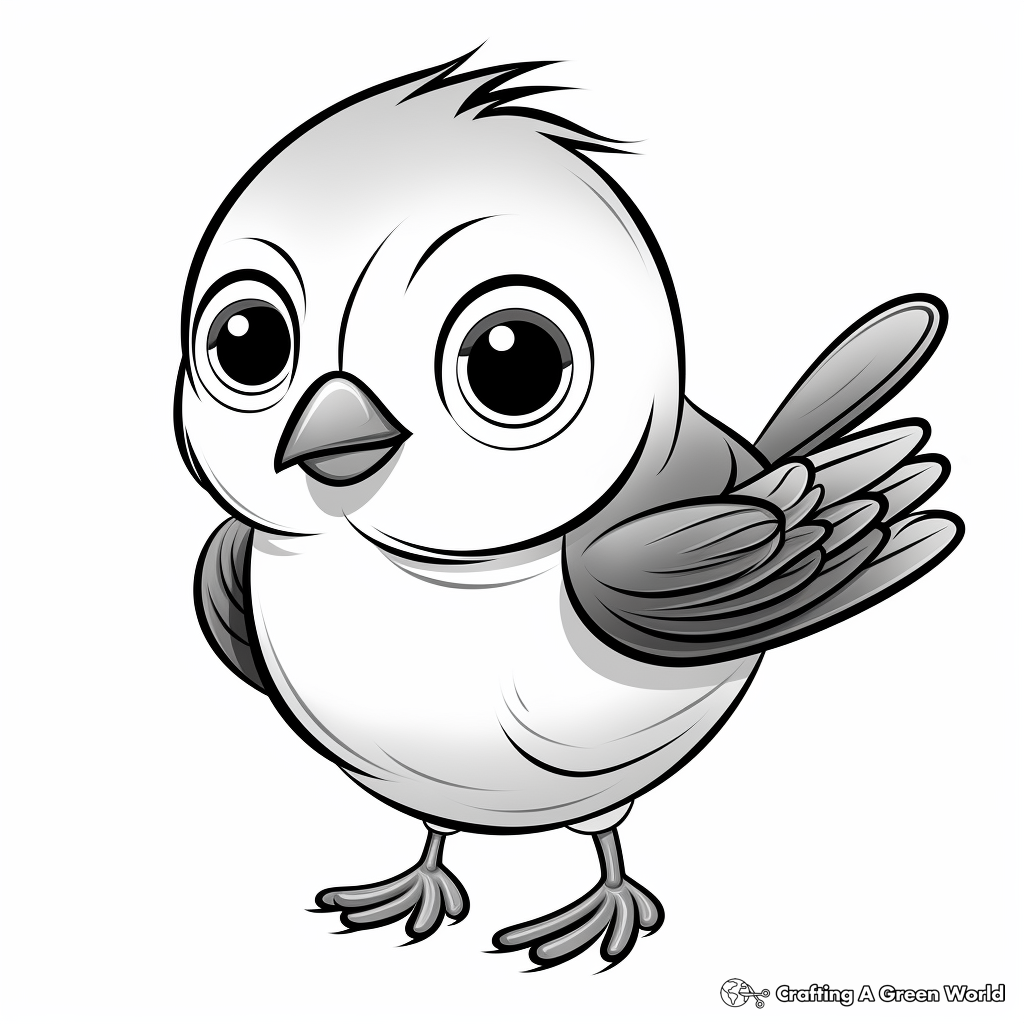 Cartoon Style Blue Sparrow Coloring Pages 3
