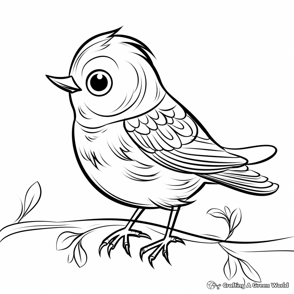 Cartoon Style Blue Sparrow Coloring Pages 4