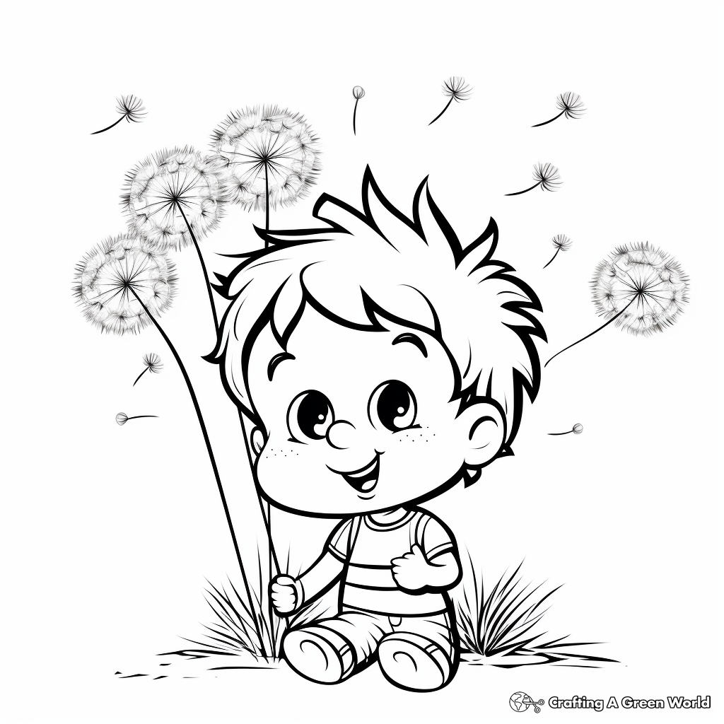 Cartoon Style Dandelion Puffs Coloring Pages 2