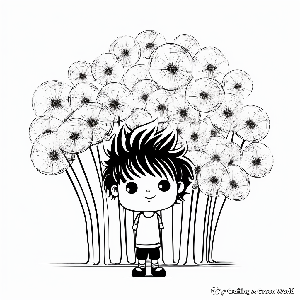 Cartoon Style Dandelion Puffs Coloring Pages 3