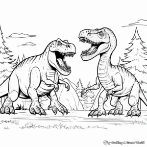 Cartoon Style Giganotosaurus vs T Rex Coloring Pages 4