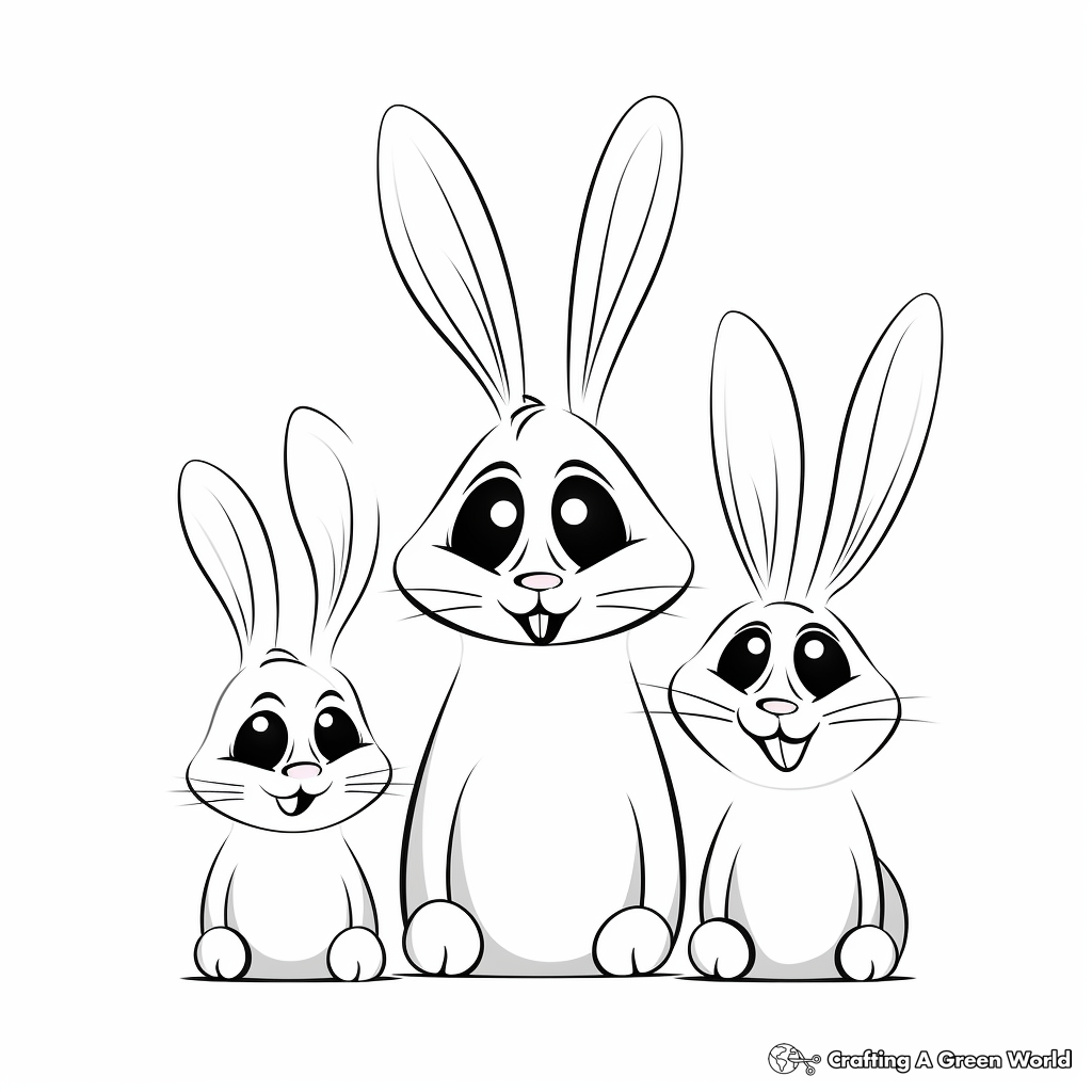 Cartoon Styled Bunny Family Coloring Pages for Kids 3