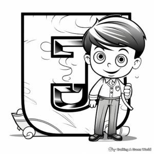 Cartoon-themed E and U Vowel Coloring Pages 1
