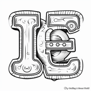 Cartoon-themed E and U Vowel Coloring Pages 3