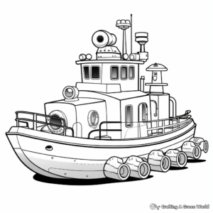 Cartoon Tugboat Coloring Pages for Children 2