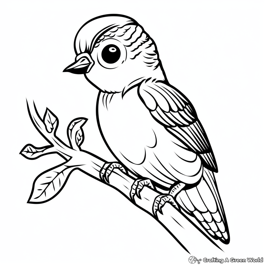Cartoon Yellow-Bellied Sapsucker Coloring Pages 2