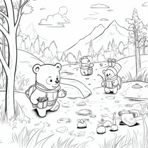 Cartoonish Bear Hunt Coloring Pages for Kids 2