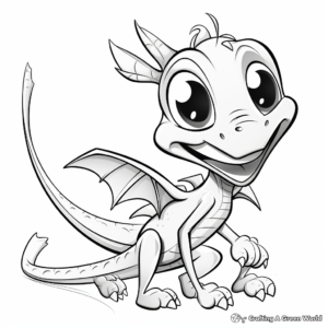 Cartoonish Dimorphodon for Toddlers Coloring Pages 4