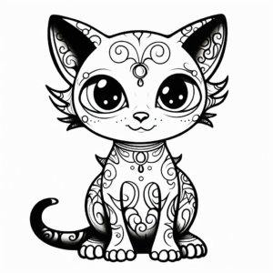 Cartoonish Sphynx Cat Coloring Pages for Kids 1