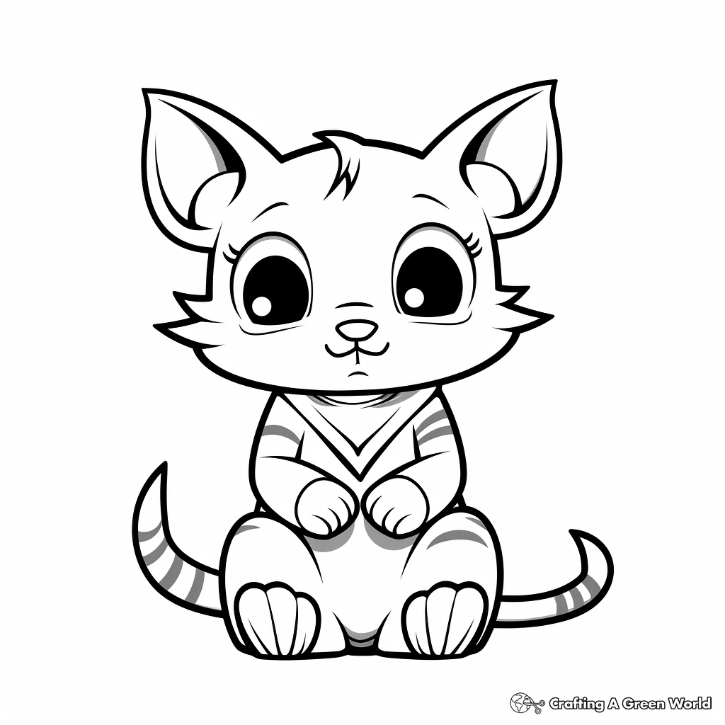 Cartoonish Sphynx Cat Coloring Pages for Kids 3