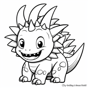 Cartoonish Stegosaurus Dinosaur Coloring Sheets 2