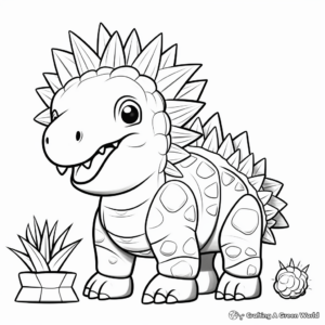 Cartoonish Stegosaurus Dinosaur Coloring Sheets 4