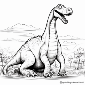 Cartoony Brachiosaurus Dinosaur Coloring Pages for Kids 2