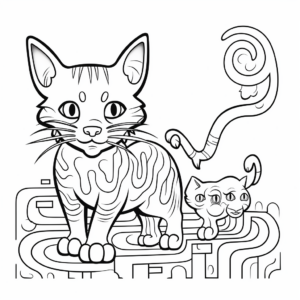 Cat and Mouse in a Maze Coloring Pages 1