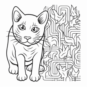 Cat and Mouse in a Maze Coloring Pages 2