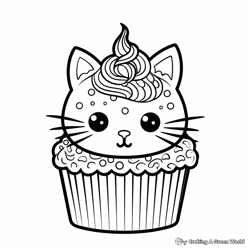 Cat Cupcake Coloring Pages with Sprinkles 1