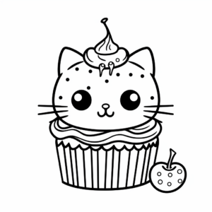 Cat Cupcake Coloring Pages with Sprinkles 2