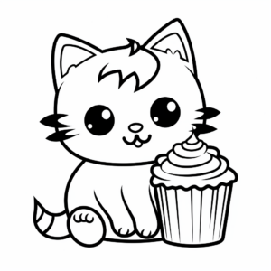 Cat Cupcake Coloring Pages with Sprinkles 3