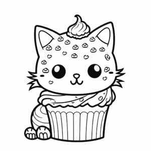 Cat Cupcake Coloring Pages with Sprinkles 4