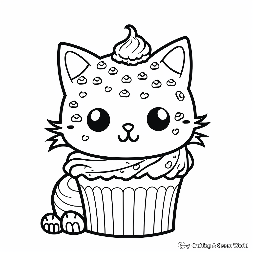 Cat Cupcake Coloring Pages with Sprinkles 4