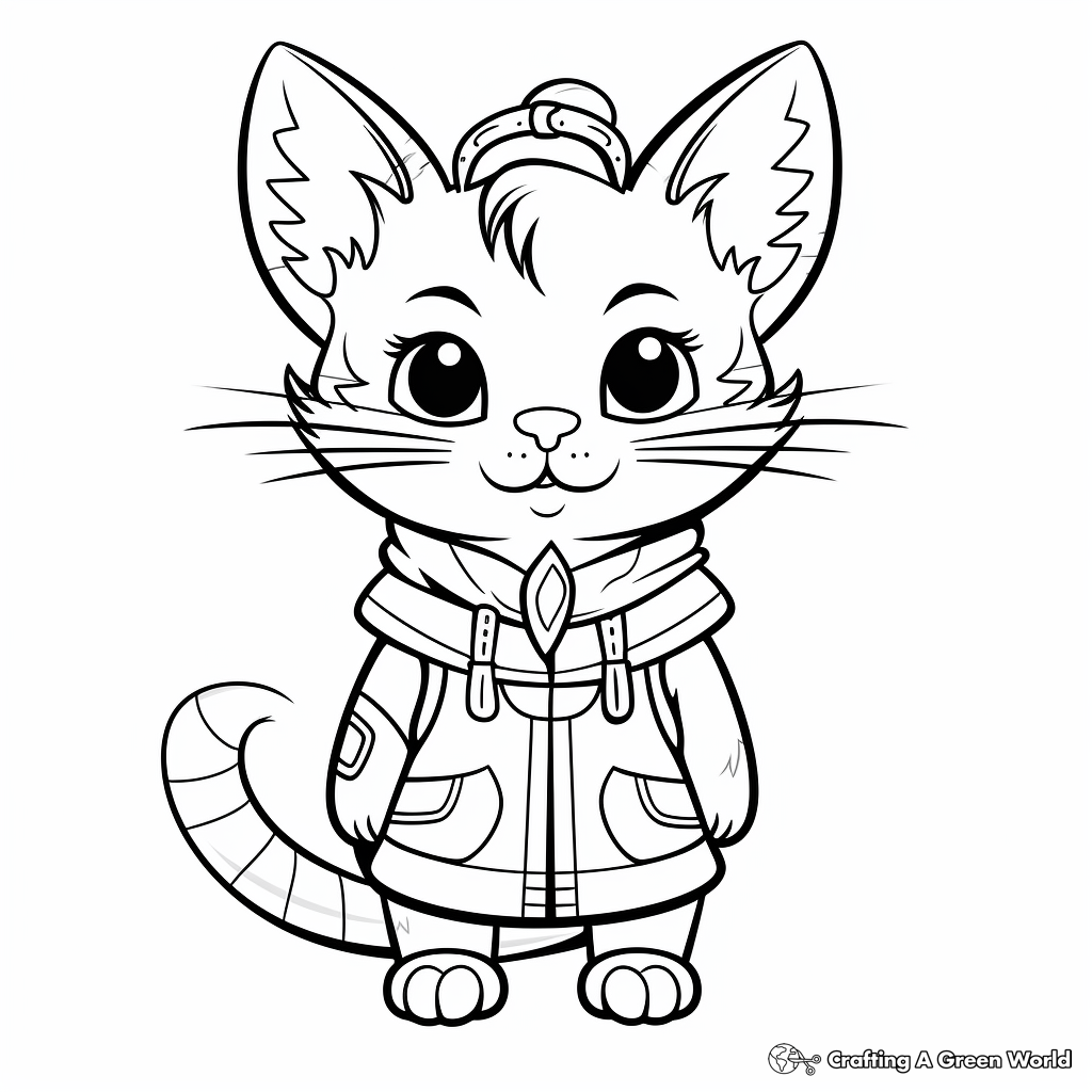 Cat Dressed as Mouse Coloring Pages 1