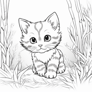 Cat in the Wild: Jungle-Scene Coloring Pages 2