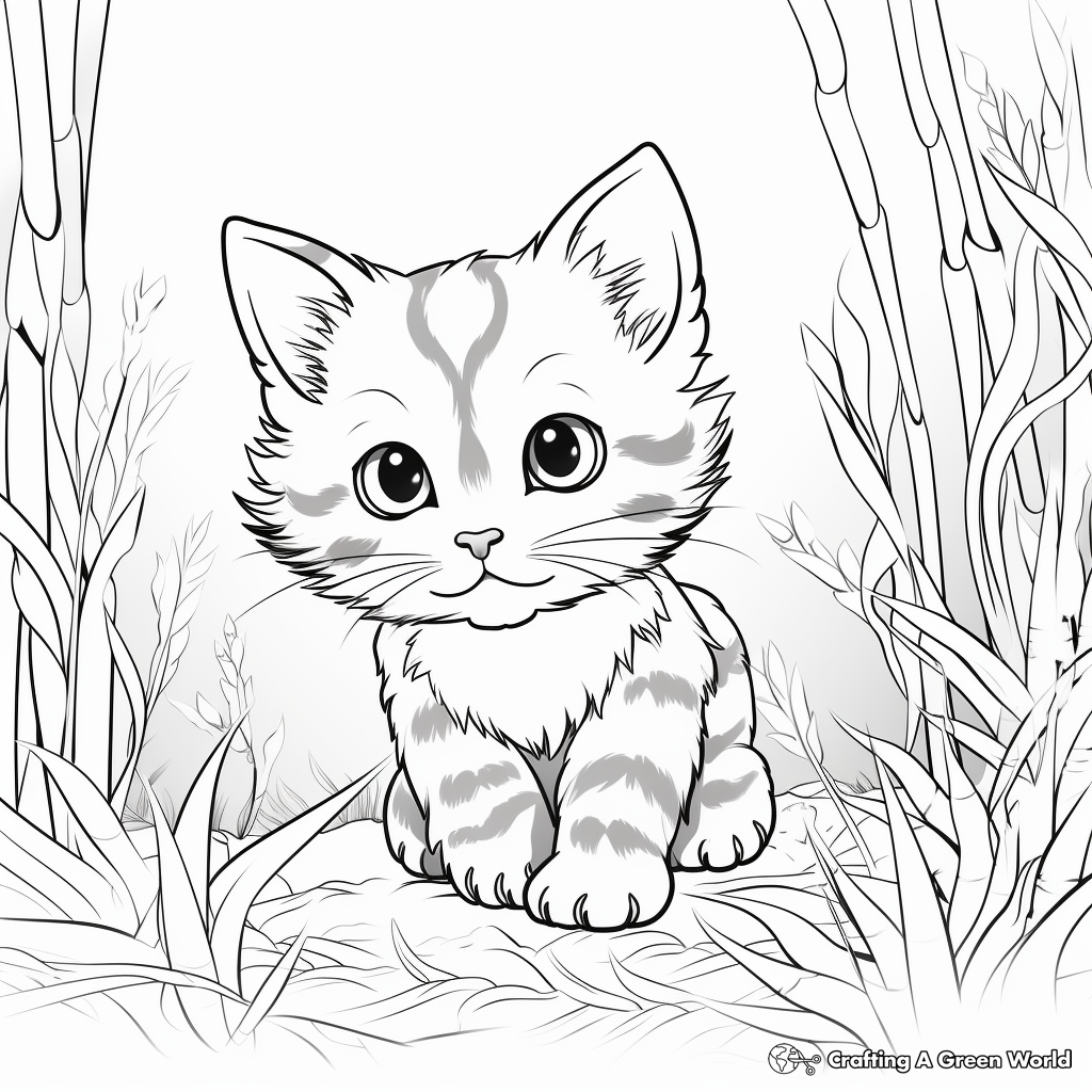 Cat in the Wild: Jungle-Scene Coloring Pages 2