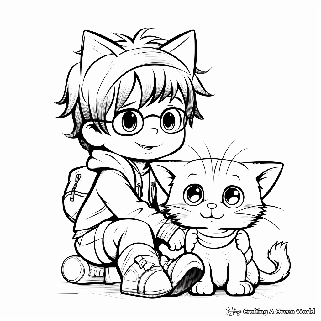 Cat Kid and Friends Coloring Sheets 2