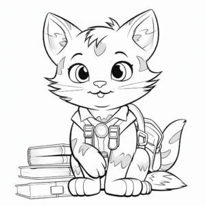 Cat Kid at School Coloring Pages 2