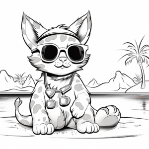 Cat Kid Summer Vacation Coloring Pages 1