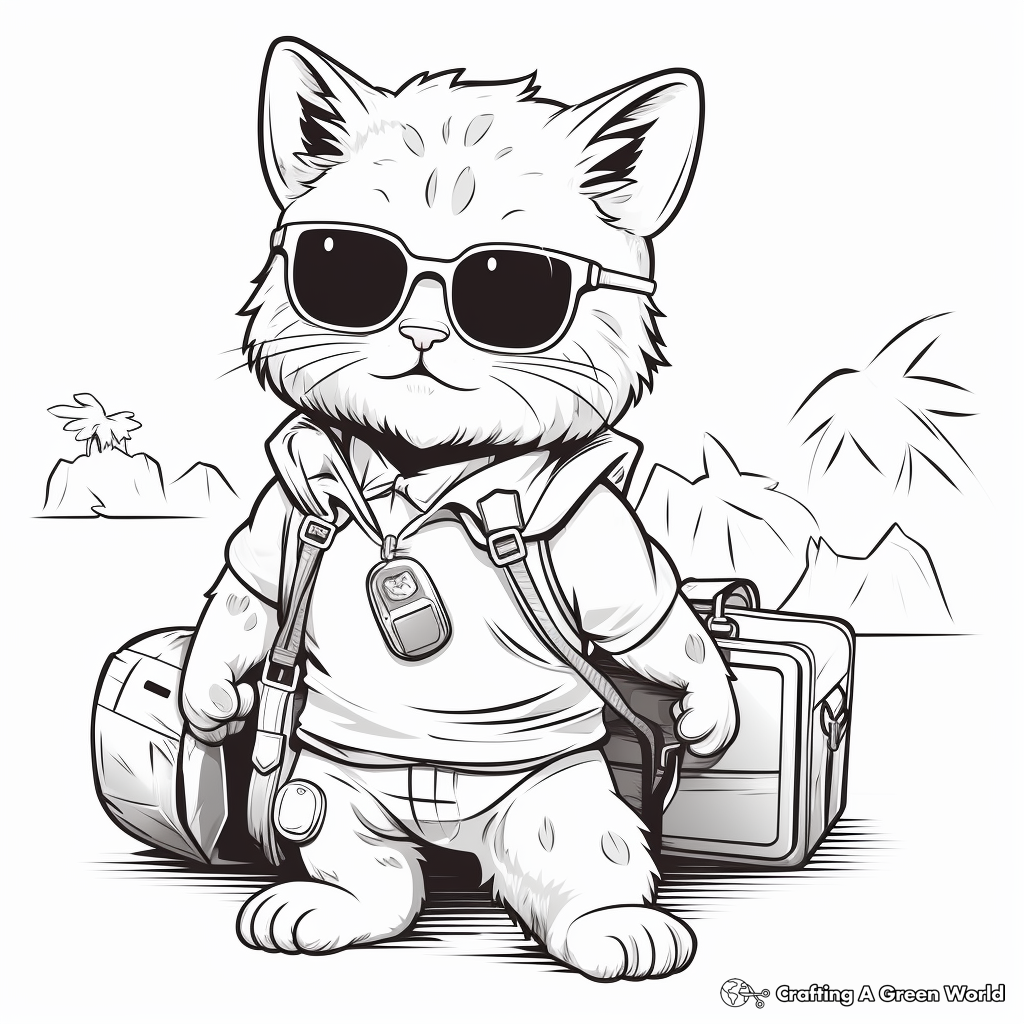 Cat Kid Summer Vacation Coloring Pages 2
