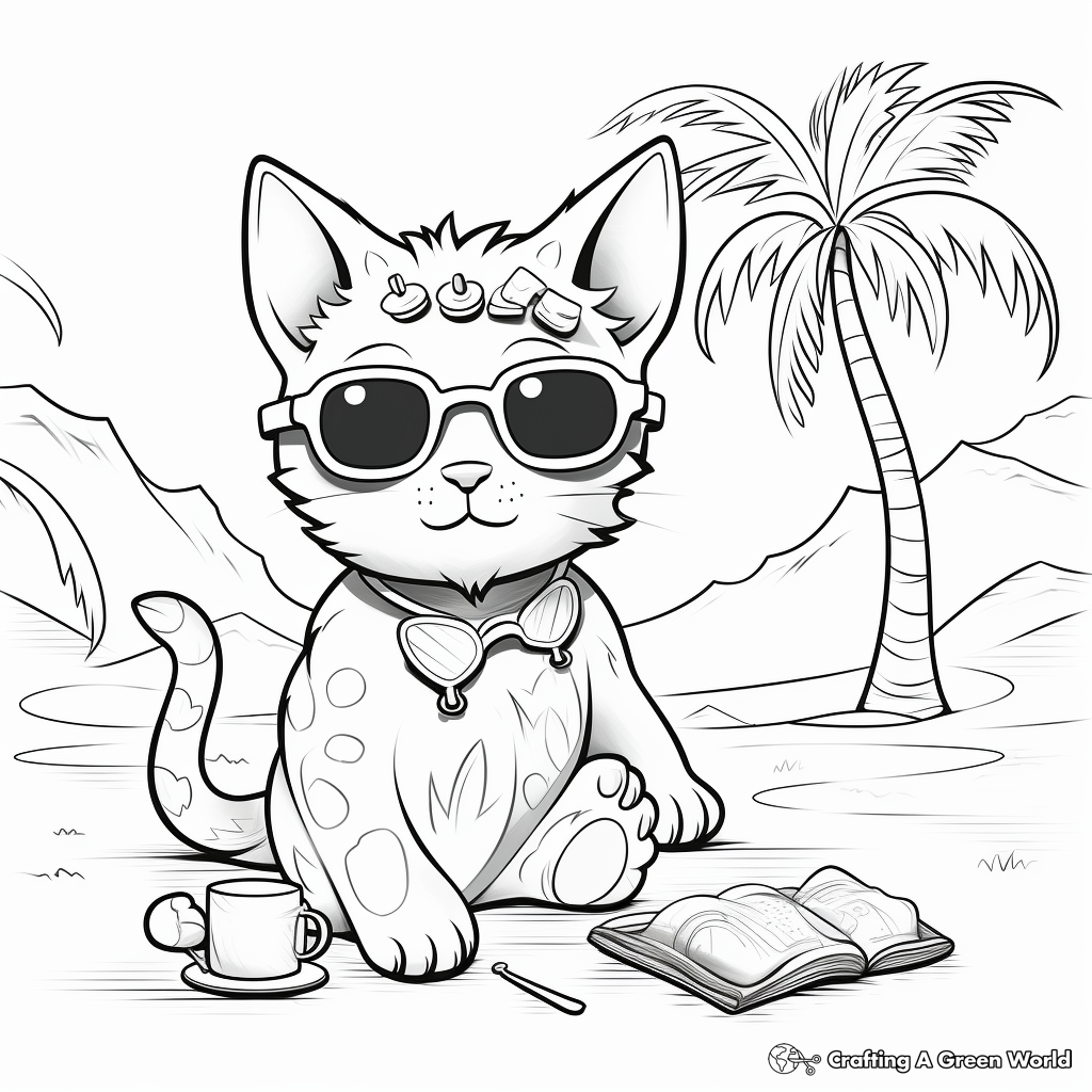 Cat Kid Summer Vacation Coloring Pages 4