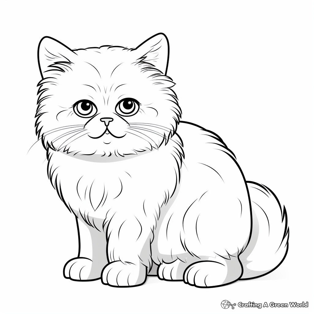 Cat World: Persian Cat Coloring Pages 1