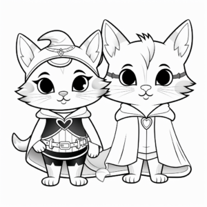 Cats in Costumes: Halloween Themed Coloring Pages 1
