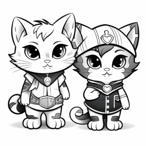 Cats in Costumes: Halloween Themed Coloring Pages 2