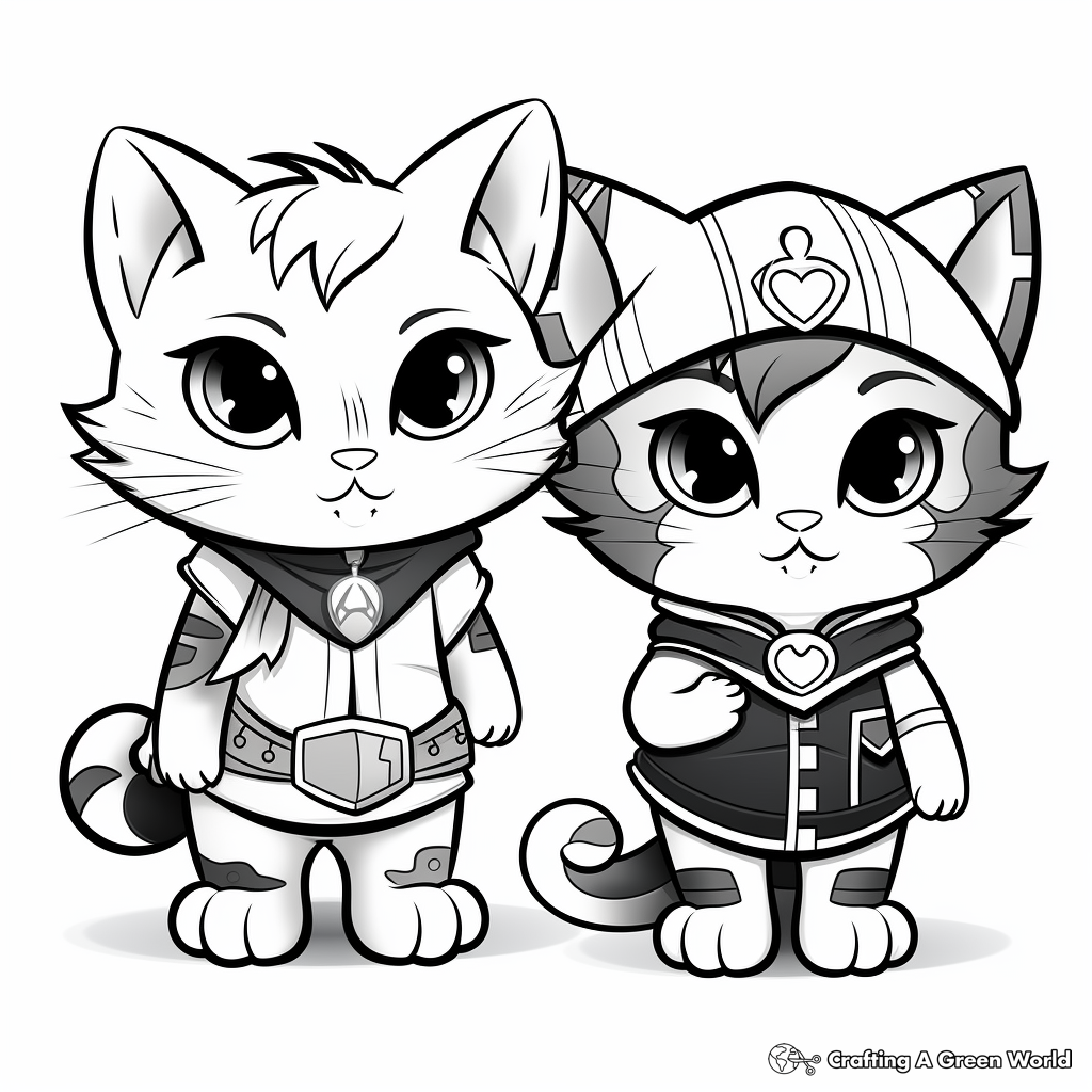 Cats in Costumes: Halloween Themed Coloring Pages 2