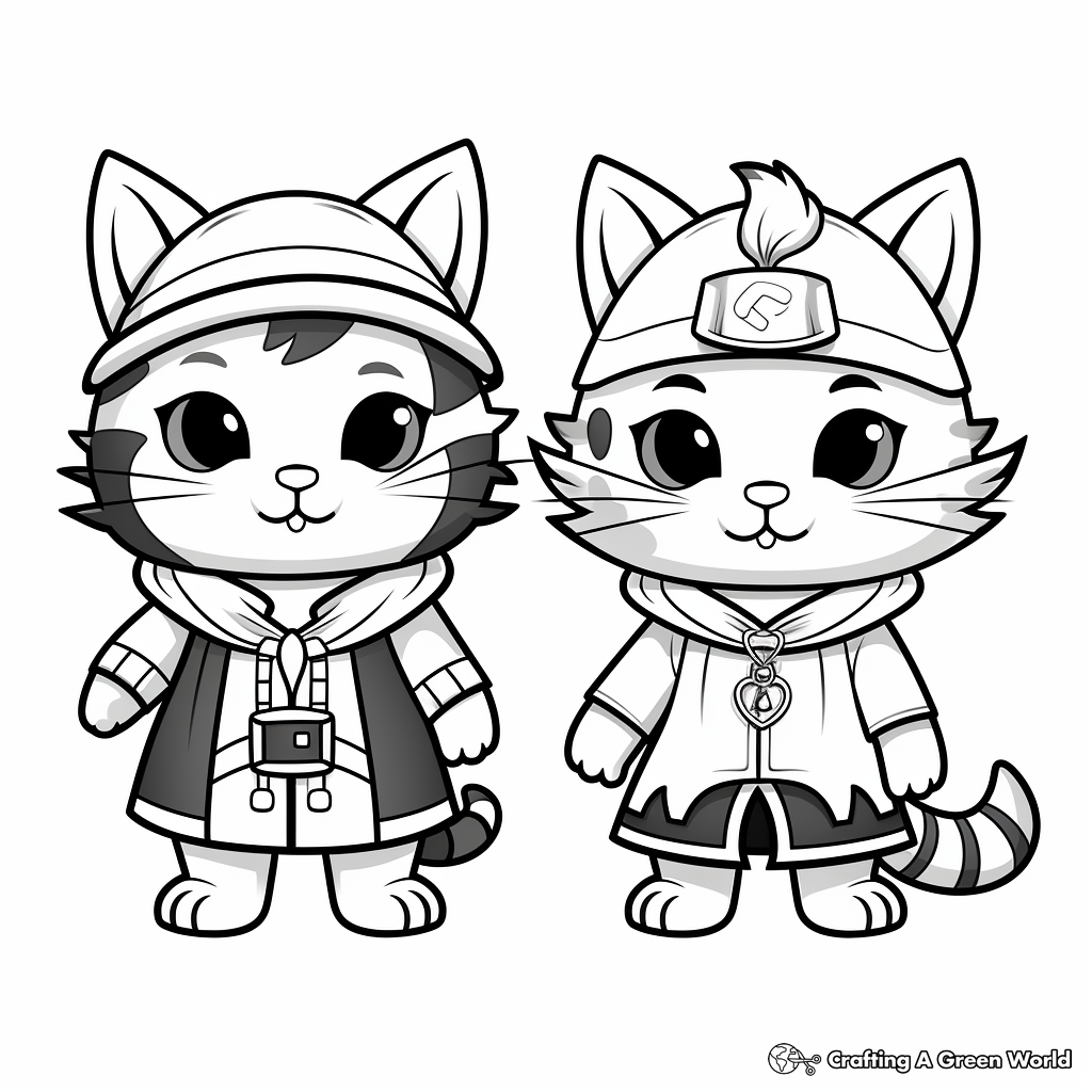 Cats in Costumes: Halloween Themed Coloring Pages 3