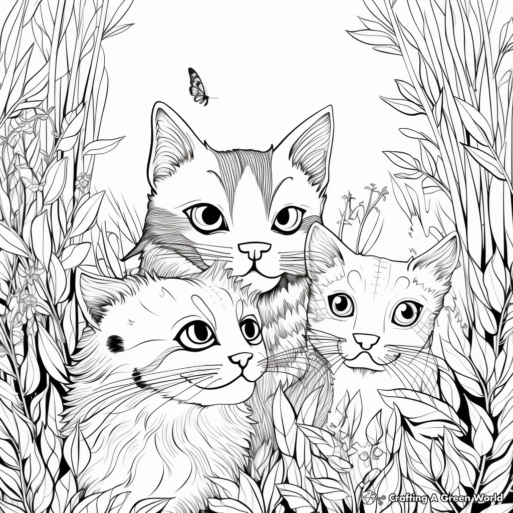 Cats in the Wild: Jungle-Scene Coloring Pages 3