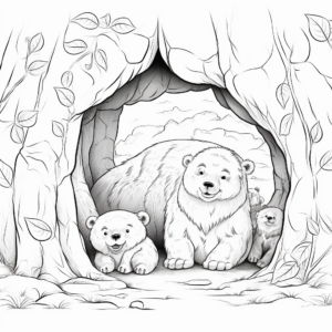 Caves & Hibernating Bears Coloring Pages for Nature Lovers 1