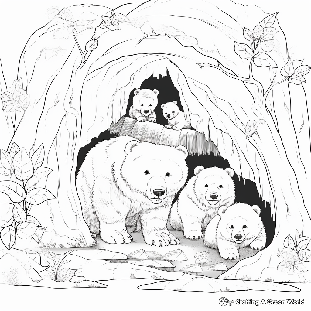 Caves & Hibernating Bears Coloring Pages for Nature Lovers 2