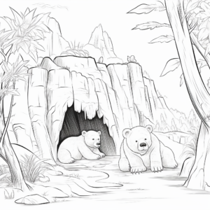 Caves & Hibernating Bears Coloring Pages for Nature Lovers 3