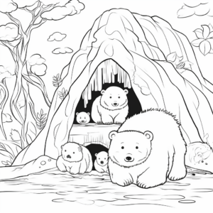 Caves & Hibernating Bears Coloring Pages for Nature Lovers 4