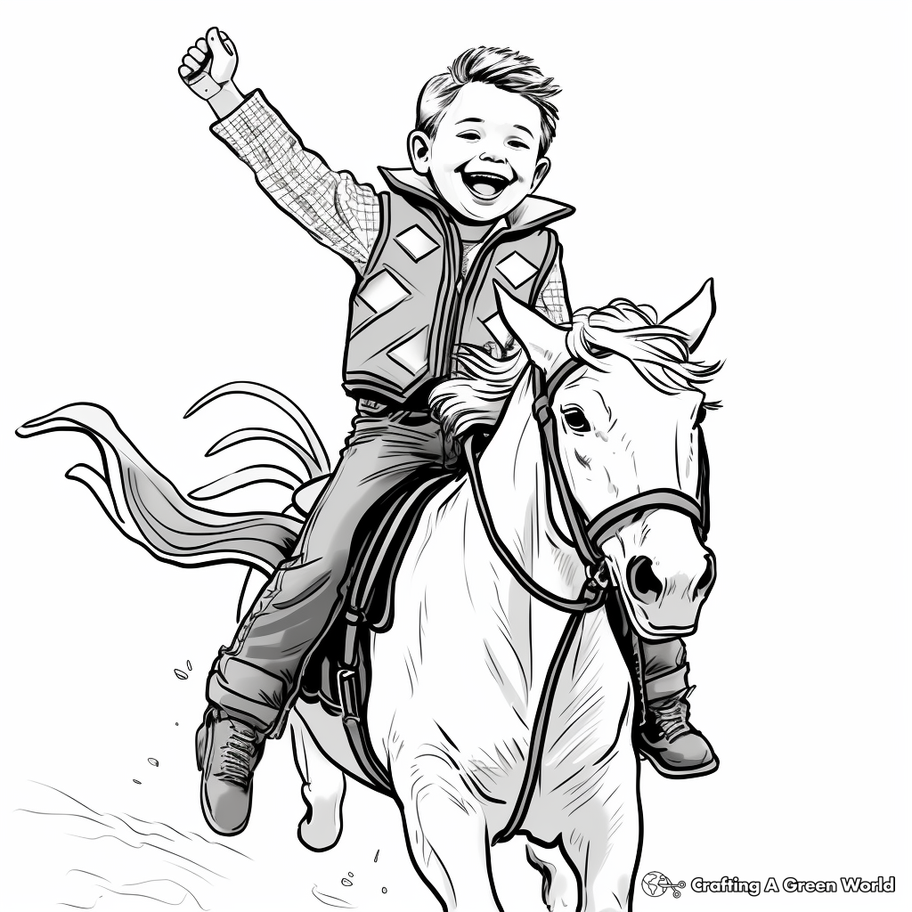 Celebration of Bull Riding Victory Coloring Pages 1