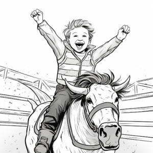 Celebration of Bull Riding Victory Coloring Pages 4