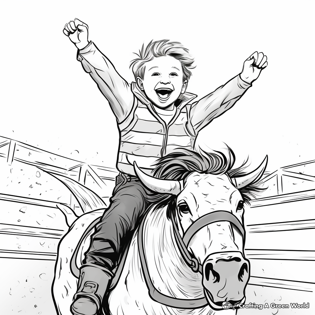 Celebration of Bull Riding Victory Coloring Pages 4