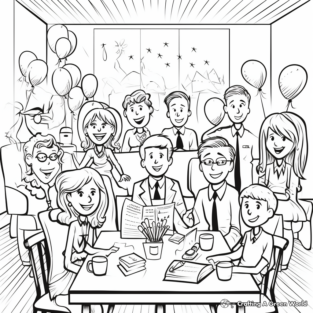 Celebration Scene for Administrative Professionals Day Coloring Sheets 1