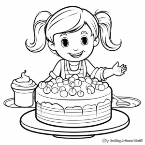 Celebratory Cake Ice Cream Cone Coloring Pages 1